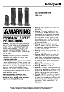 Manual Honeywell HCE322V Heater