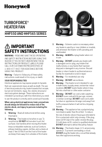 Manual Honeywell HHF565B TurboForce Heater