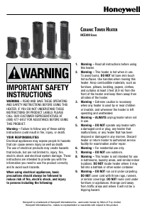 Manual Honeywell HCE323V Heater