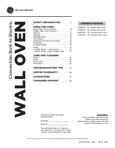 Manual de uso GE JKD5000SNSS Horno