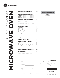 Manual GE PWB7030SLSS Microwave