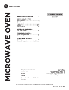 Manual GE JES1657BMTS Microwave