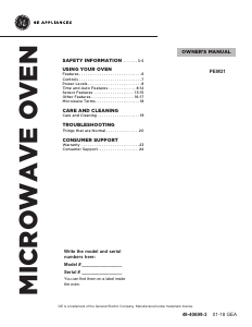 Manual GE PEM31BMTS Microwave