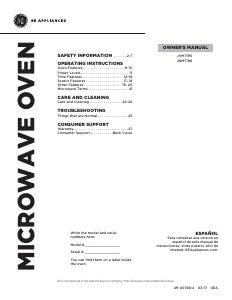 Manual de uso GE JVM7195EKES Microondas