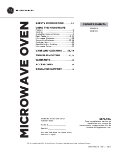 Manual de uso GE PEB9159EJES Microondas