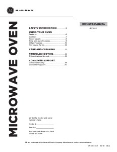 Manual GE JES1095DMWW Microwave