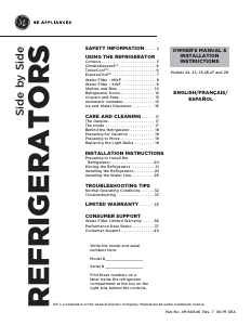 Manual de uso GE GZS22IMNES Frigorífico combinado