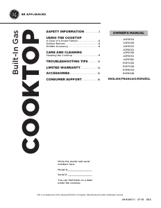 Mode d’emploi GE JGP3030DLBB Table de cuisson