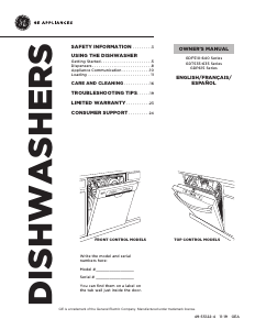 Manual GE GDF640HMMES Dishwasher