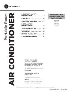 Manual GE APCA09YZMW Air Conditioner