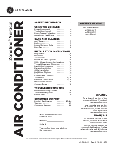 Manual GE AZ91H18D2E Air Conditioner