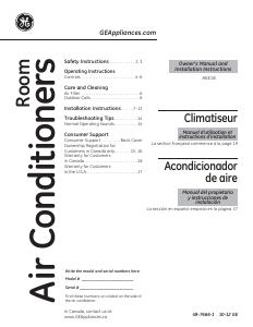 Manual de uso GE AEE18DT Aire acondicionado