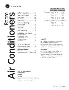 Mode d’emploi GE AJCM12DCG Climatiseur