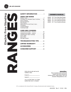 Manual GE JB645DKWW Range