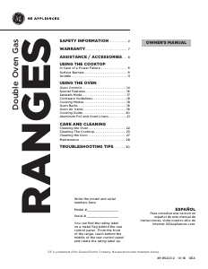 Manual GE PGB960BEJTS Range