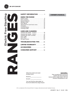 Manual GE JBS160DMWW Range