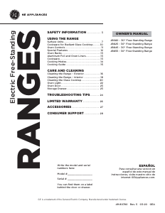 Manual GE JB655YKFS Range