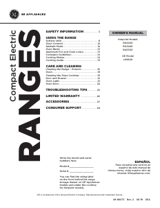 Manual GE JAS640RMSS Range