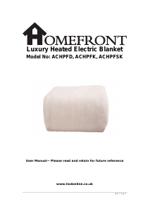 Manual Homefront ACHPFSK Electric Blanket
