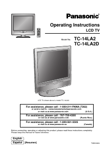 Bruksanvisning Panasonic TC-14LA2D LCD TV