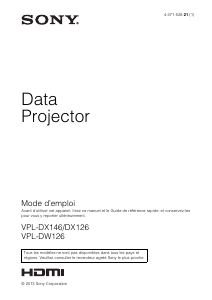 Mode d’emploi Sony VPL-DW126 Projecteur