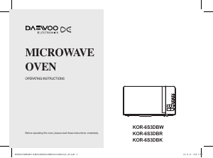 Manual Daewoo KOR-6S3DBK Microwave