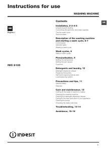 Bruksanvisning Indesit IWC 6105 S Tvättmaskin