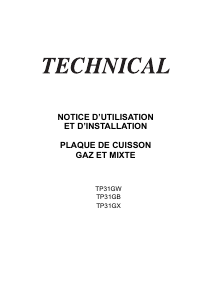 Mode d’emploi Technical TP31GB Table de cuisson