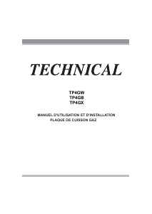 Mode d’emploi Technical TP4GB Table de cuisson