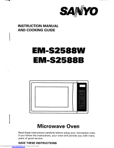 Manual Sanyo EM-S2588B Microwave