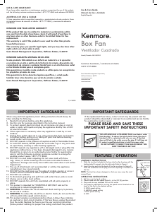 Manual de uso Kenmore 258.32002310 Ventilador