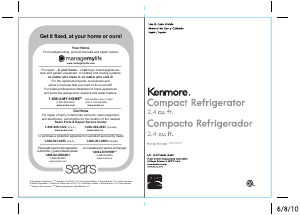 Manual Kenmore 255.99759 Refrigerator