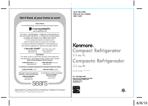 Manual Kenmore 255.99792 Refrigerator