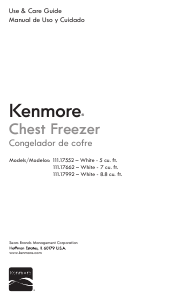 Manual de uso Kenmore 111.17552 Congelador
