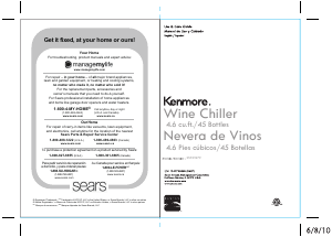 Manual Kenmore 255.99279 Wine Cabinet