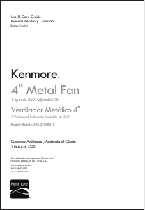 Manual Kenmore 405.32040510 Fan