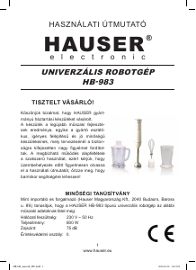 Használati útmutató Hauser HB-983 Botmixer