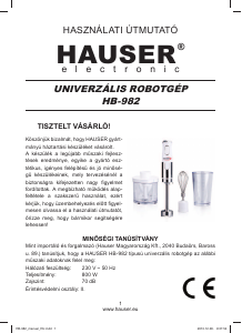 Manuál Hauser HB-982 Ruční mixér