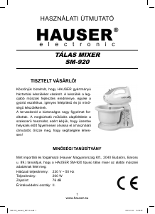 Manual Hauser SM-920 Mixer de mână