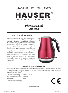 Manual Hauser JK-903 Fierbător