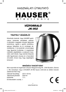 Használati útmutató Hauser JK-902 Vízforraló