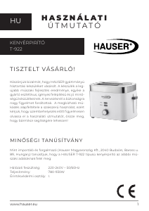 Manual Hauser T-922 Prăjitor de pâine