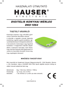 Manual Hauser DKS-1064 Cântar de bucătărie