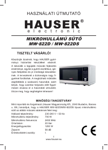 Manual Hauser MW-822D Cuptor cu microunde