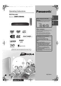 Bruksanvisning Panasonic DMR-XW400 DVD spelare