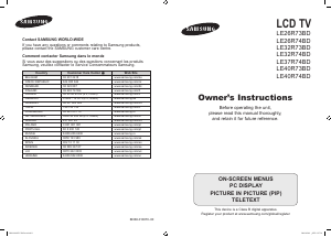 Mode d’emploi Samsung LE26R74BD Téléviseur LCD