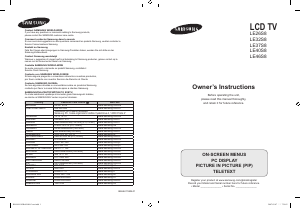 Mode d’emploi Samsung LE26S86BD Téléviseur LCD