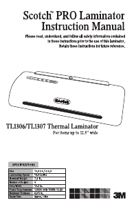 Handleiding Scotch TL1306 PRO Lamineermachine