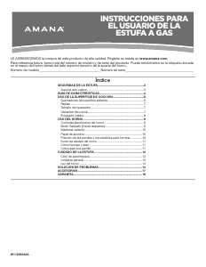 Manual de uso Amana AGR6603SFB Cocina