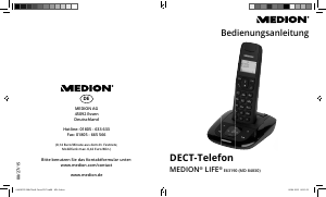 Bedienungsanleitung Medion LIFE E63190 (MD 84830) Schnurlose telefon